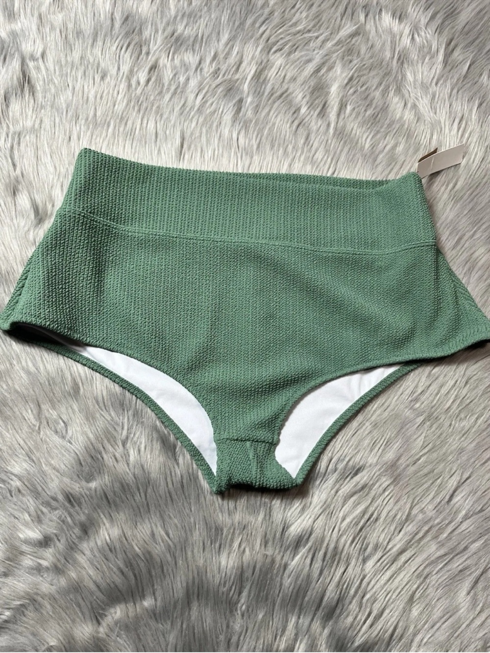 Pink By Victorias Secret Crinkle High Waist Shortie Swim Bottom Green XXL